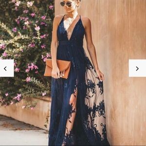 Floral Maxi Dress Navy